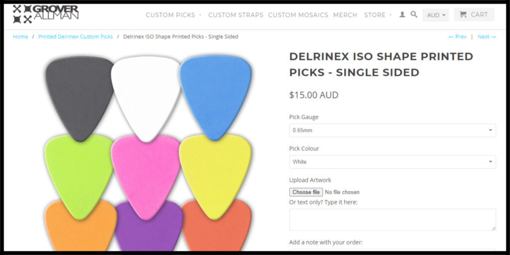 Grover Allman custom plectrum manufacturer
