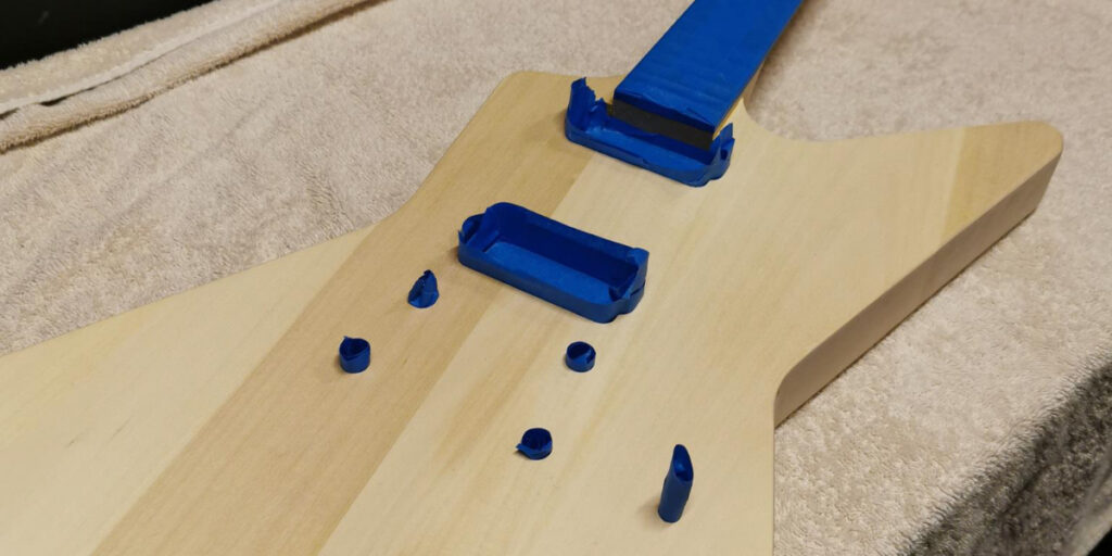 Guitar kit build masking preparation for painting