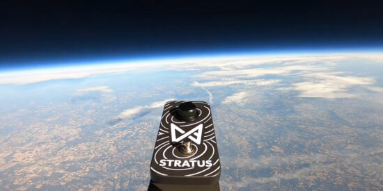 Stratus guitar pedal in space