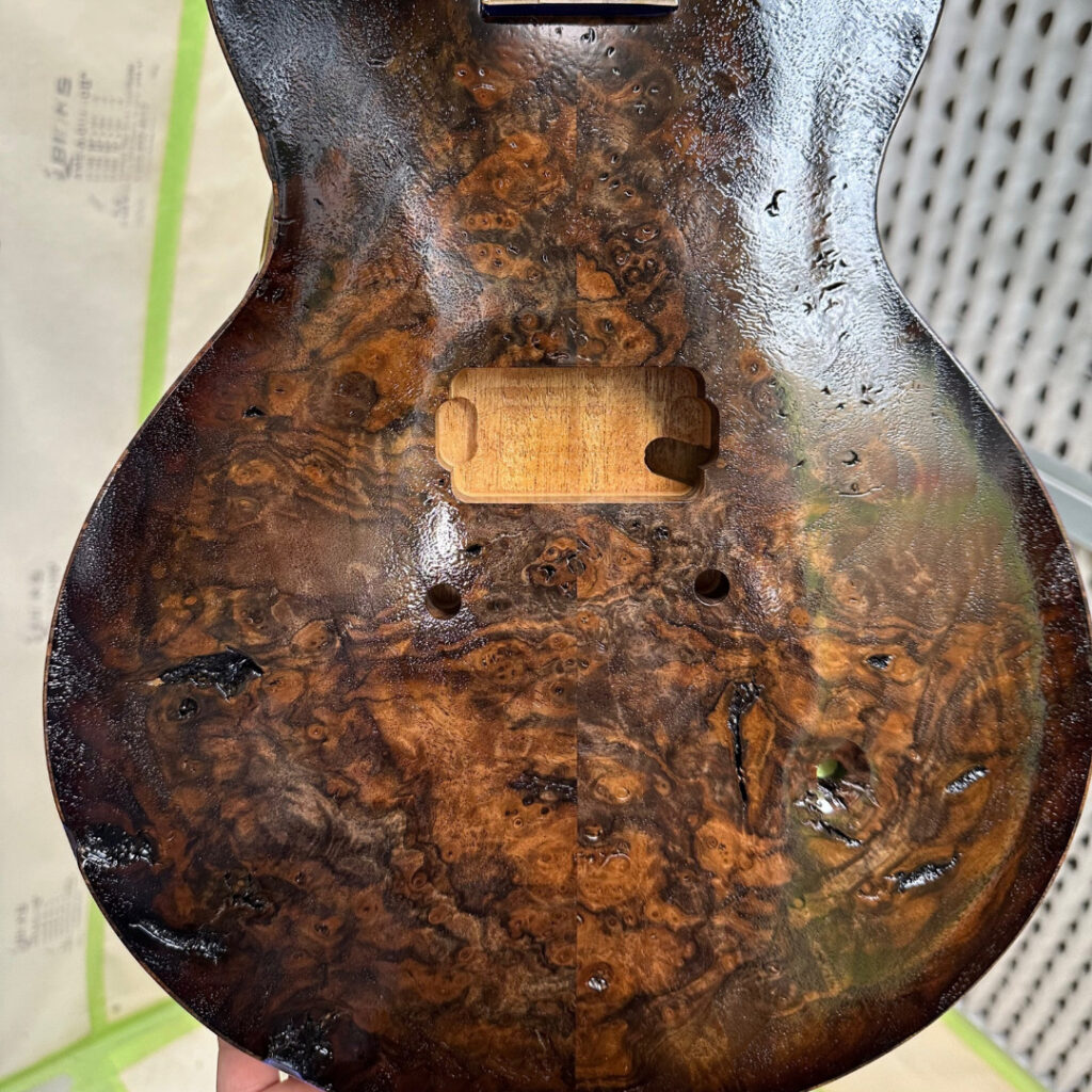 Guitar top with the base coat sealer.